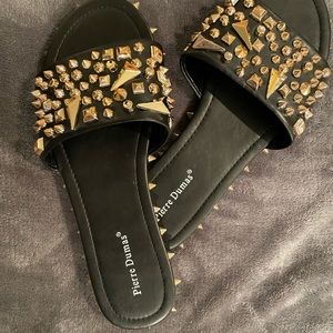 Pierre Dumas Studded Flat Sandals